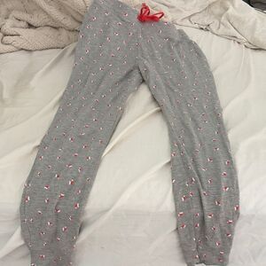 Gray Pajama Pants with Red Accents